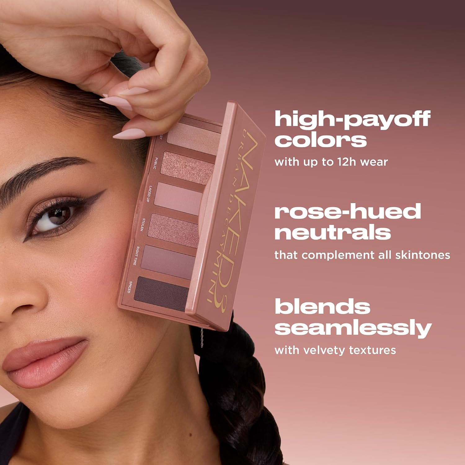 Detalle de Urban Decay Naked3 Mini 2482339 Eyeshadow Palette, 6 Rosy Neutrals