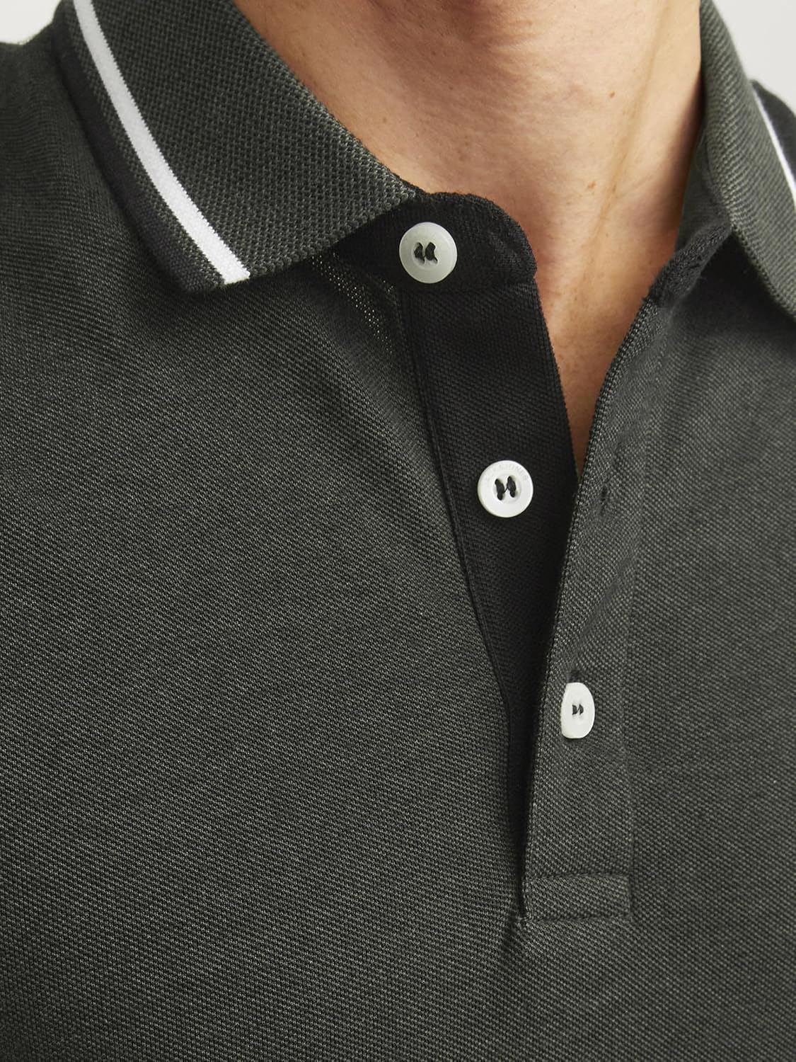 Detalle de Polo uni Col Chemise JACK & JONES — tricot piqué classique