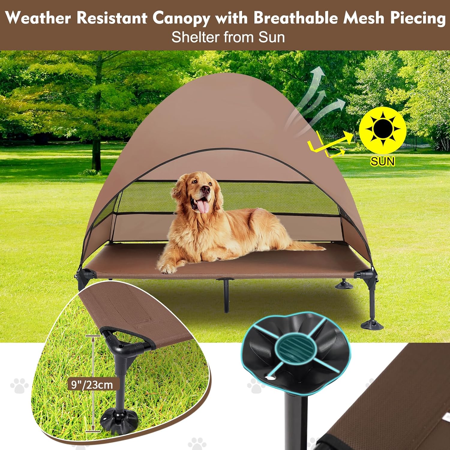 Thumbnail 4 de Snagle Paw Elevated Dog Bed With Canopy: Portable, Raised Outdoor Cot for Large Dogs