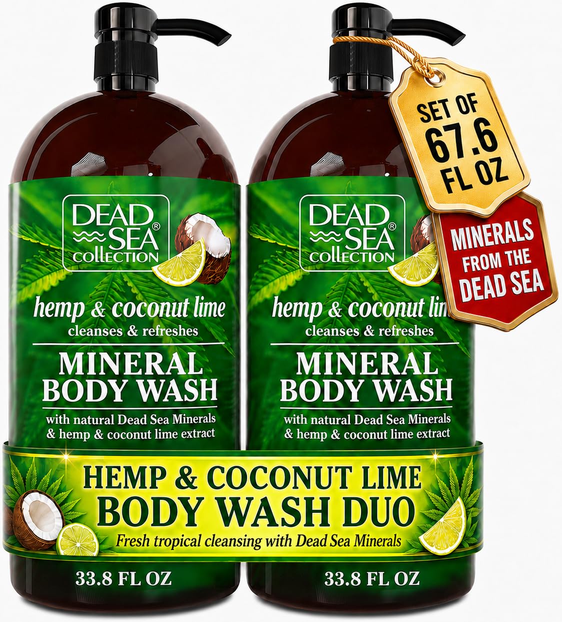 Detalle de Dead Sea Collection Lavender Body Wash: Pure Dead Sea Minerals + Lavender Oil (Pack of 2, 67.6 fl oz)