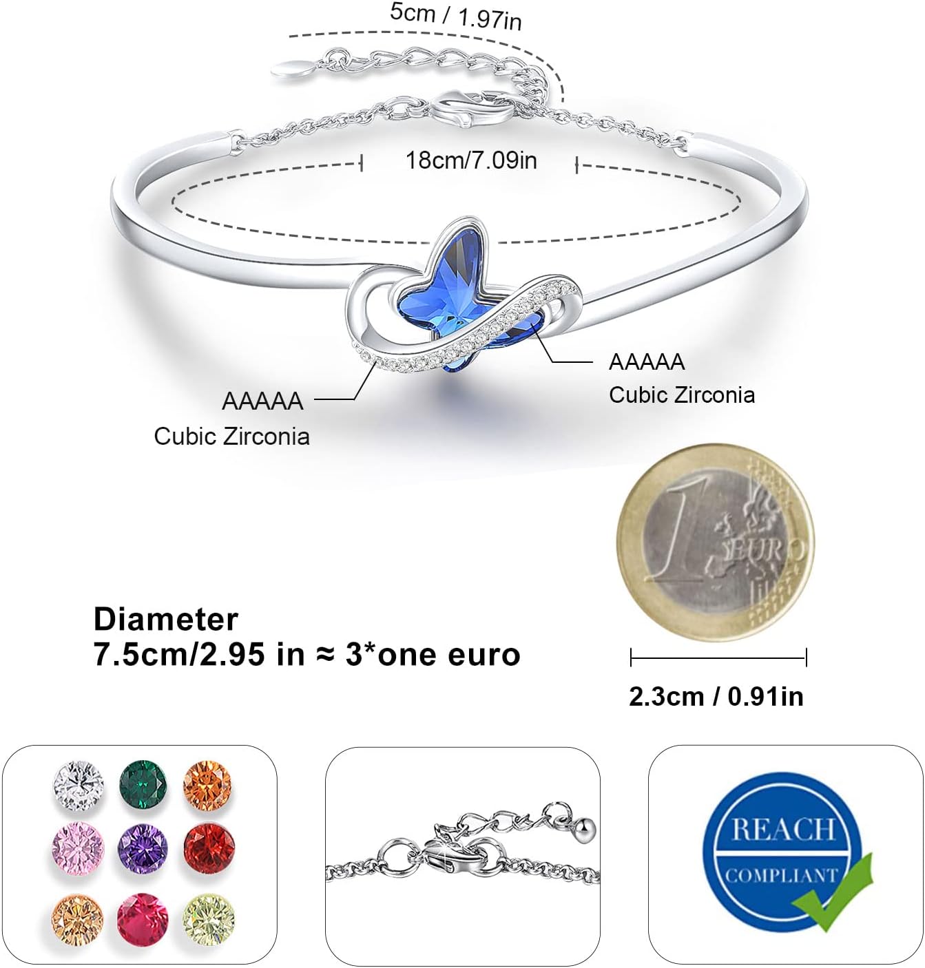 Thumbnail 3 de GEORGE · SMITH Bracciale in argento per donna con farfalla e simbolo dell'infinito – Regolabile, confezione regalo