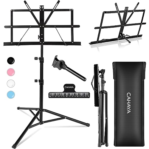 CAHAYA Sheet Music Stand Portable Folding Dual Use Desktop Book Holder