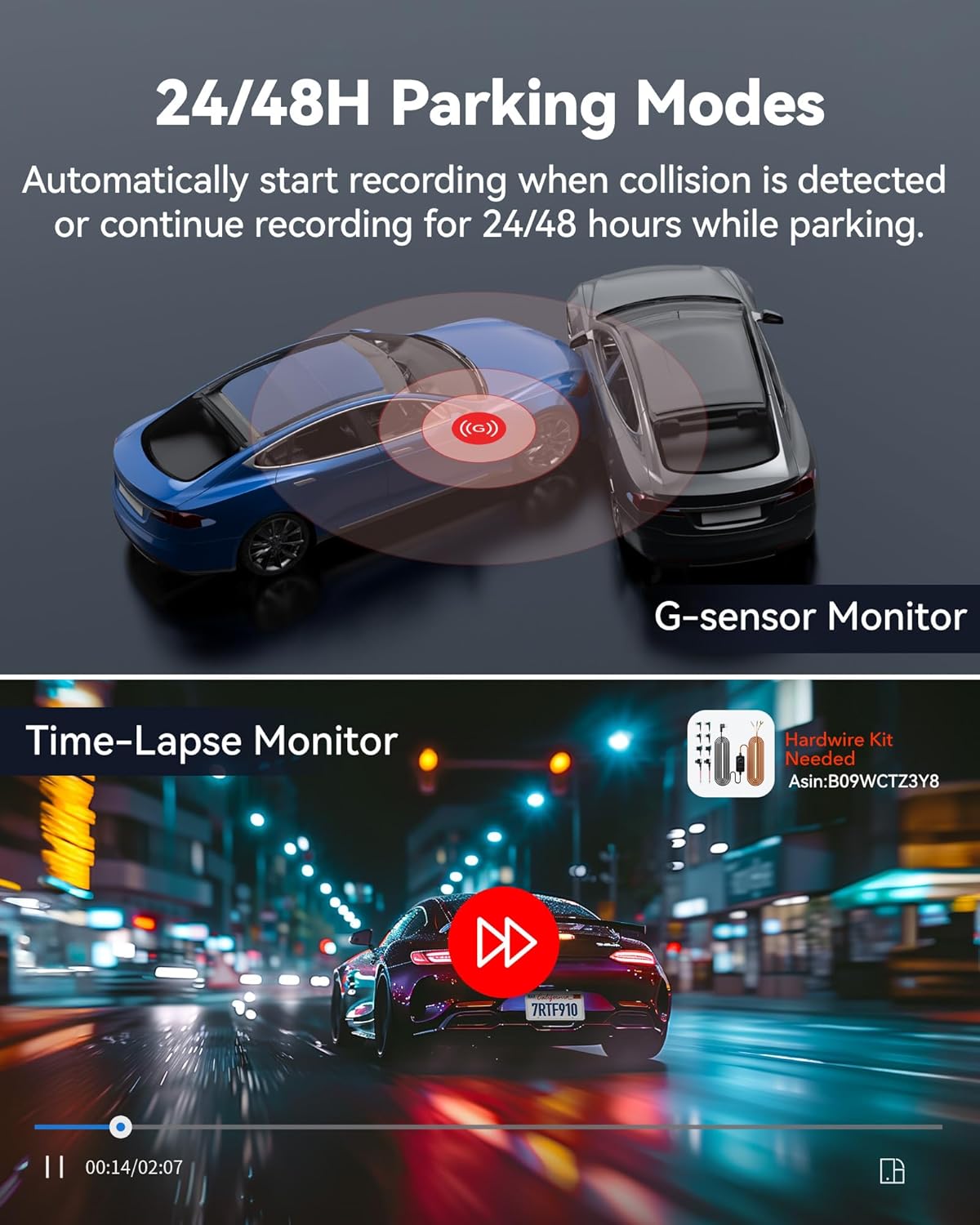 Thumbnail 6 de REDTIGER F9 Dash Cam 4K Front + 1080P Rear: Dual Recording with 5.8GHz WiFi, GPS and App Control