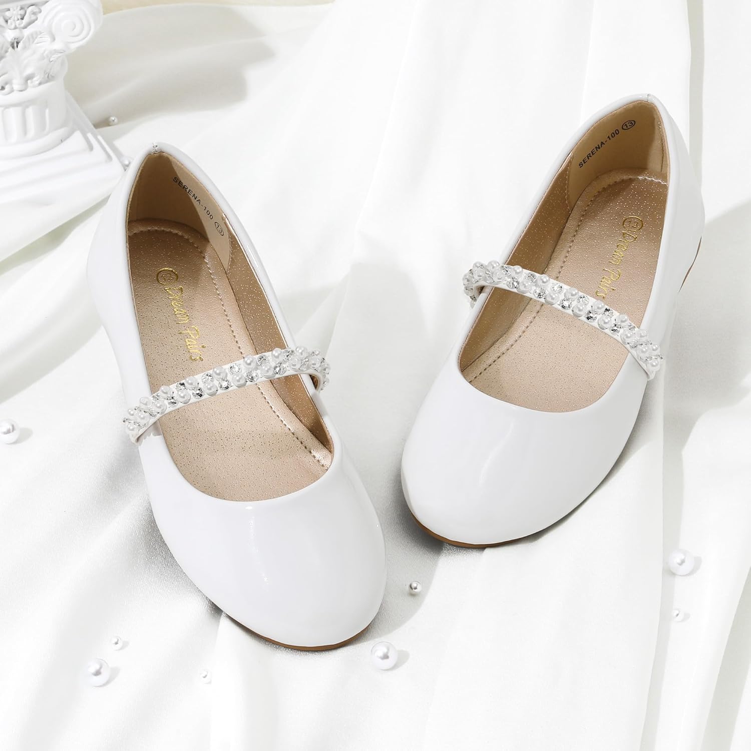 Thumbnail 2 de DREAM PAIRS Mädchen Mary Jane Strap Flache Schuhe – elegante Ballerinas mit Perlenriemen
