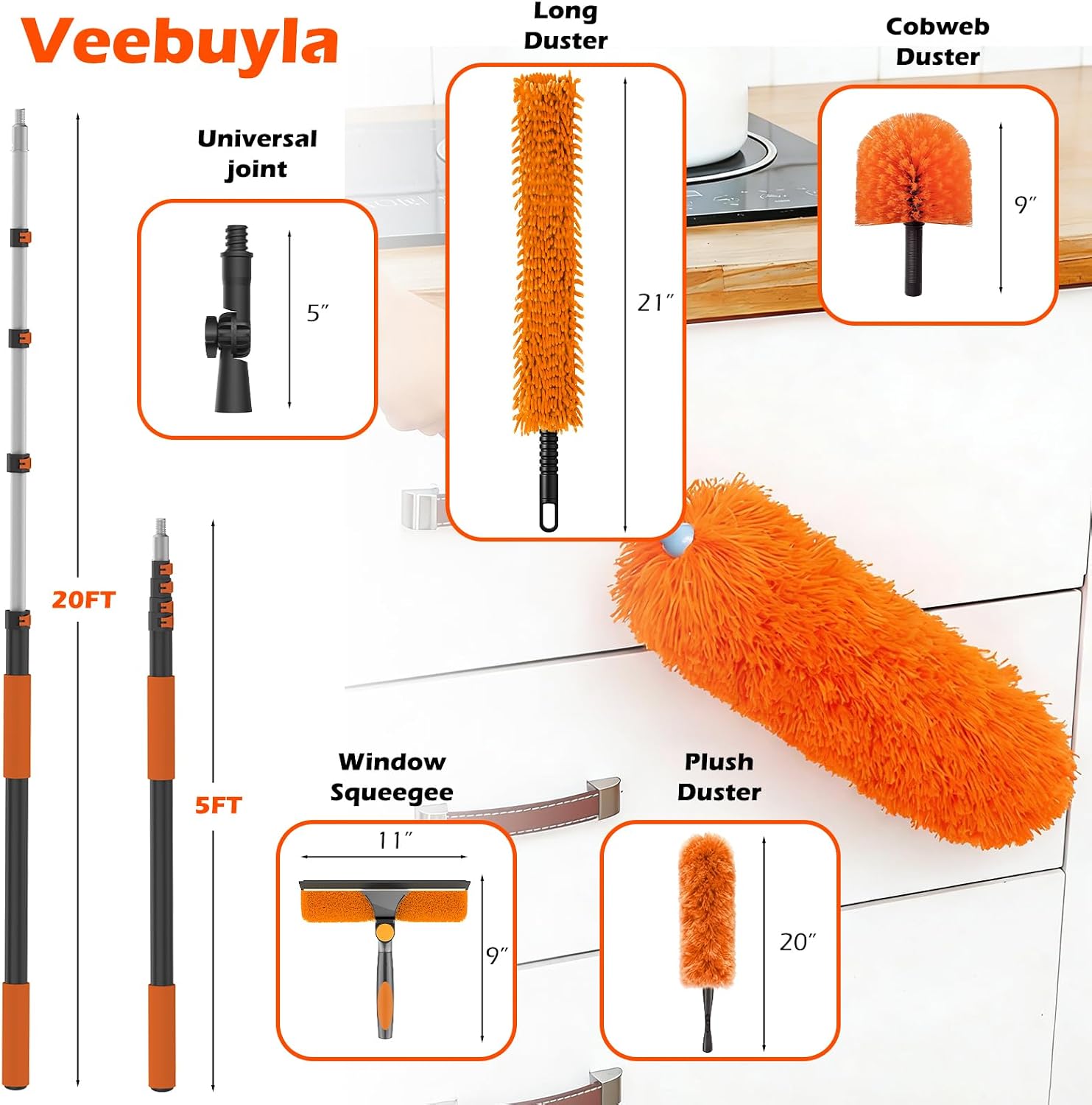 Thumbnail 1 de 16FT Reach High Ceiling Duster Kit with 3-12FT Telescopic Pole