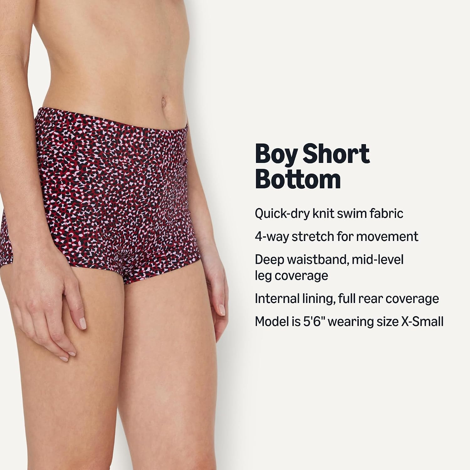 Detalle de Amazon Essentials Women’s Boy Short Swim Bikini Bottom with Full Coverage