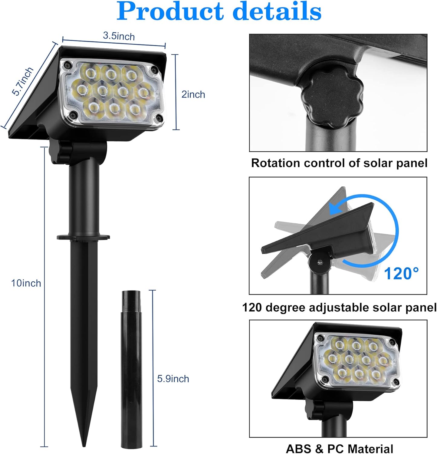Thumbnail 2 de NATPOW Solar Spot Lights Outdoor Garden RGB (2 Pack) – 20 LEDs, IP65 Waterproof & Wall/Ground Mounting