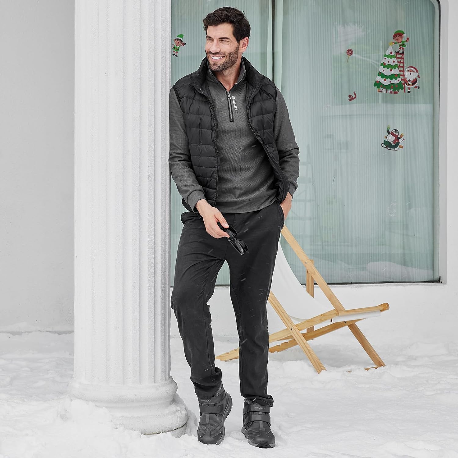 Thumbnail 6 de FitVille Winterschuhe Herren Extra Weit – Stiefel mit Klettverschluss, rutschfeste Winterstiefel für Outdoor