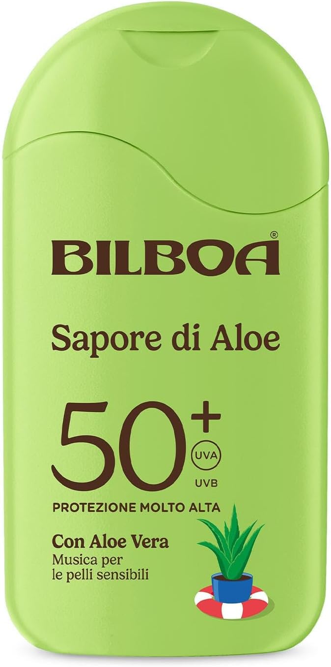 Detalle de Bilboa Sapore di Aloe Latte Solare SPF 50+ – Protezione delicata per pelli sensibili, texture fresca