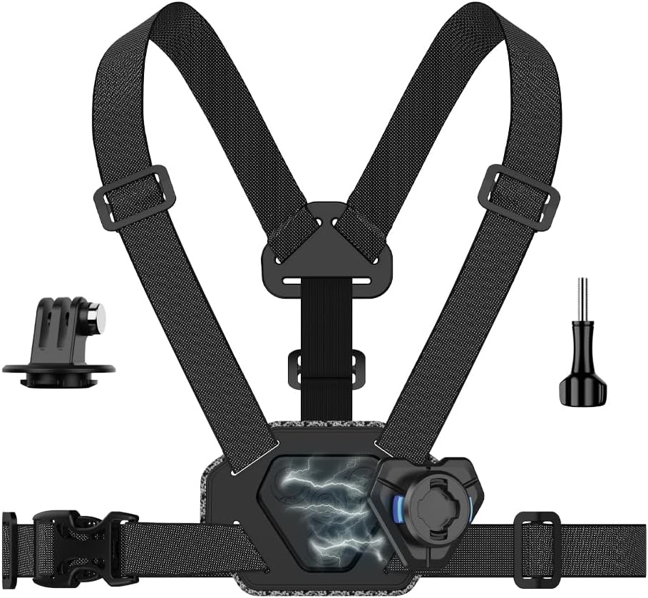 Detalle de SUREWO 735530578001 磁気チェストマウントハーネス 片手着脱・調節式ストラップ付き