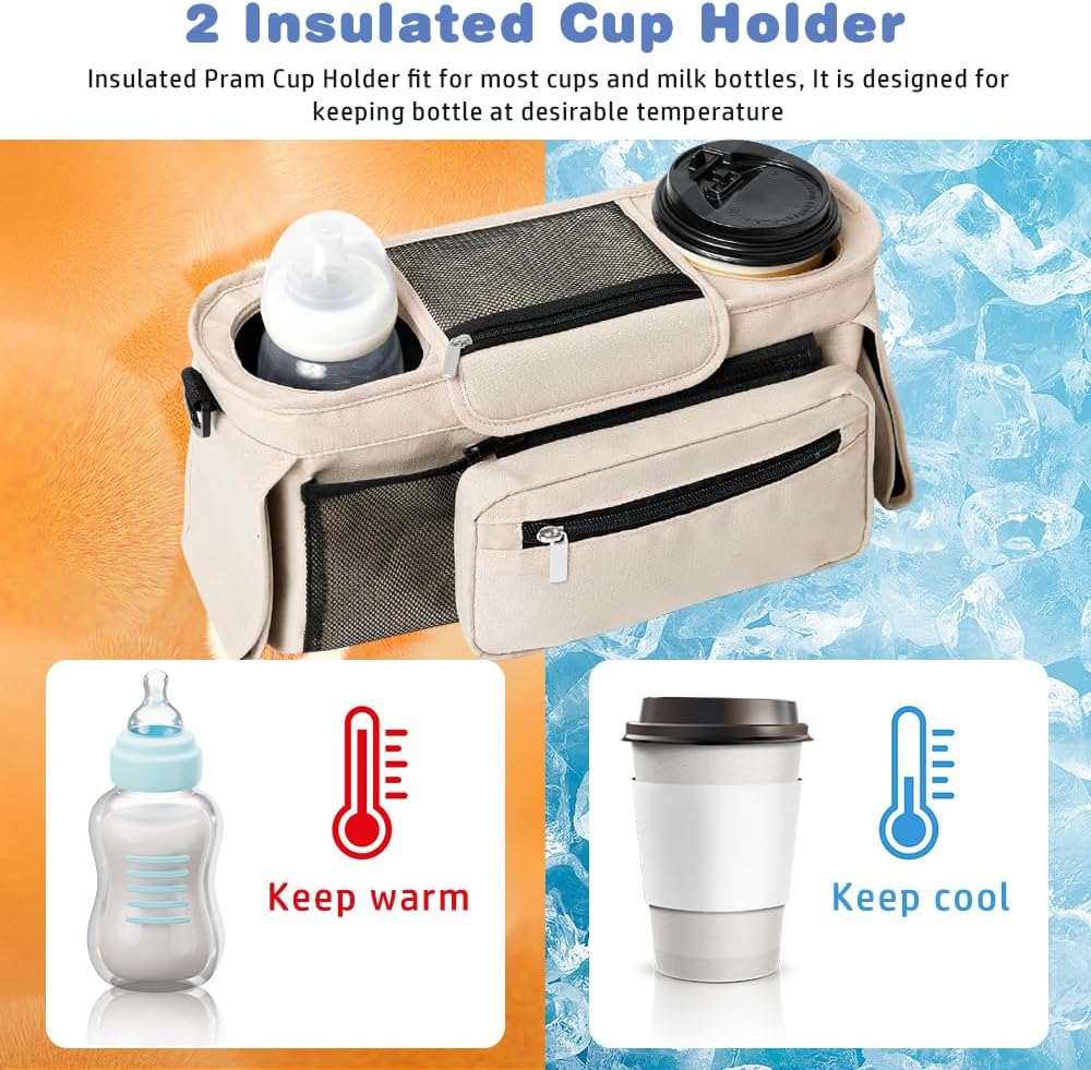 Thumbnail 1 de Tyuodna Baby Pram Bag Stroller: Universal Organiser with Two Insulated Cup Holders