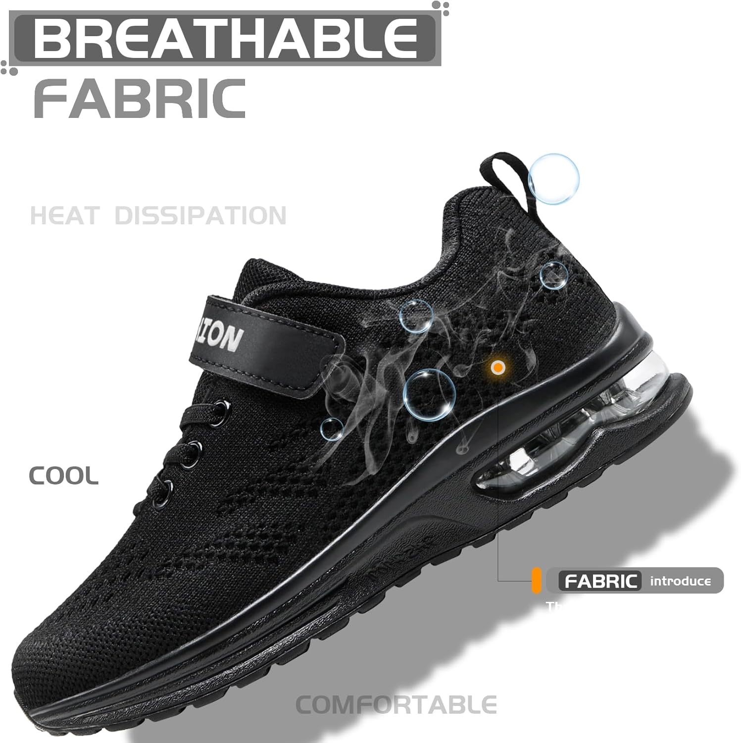 Thumbnail 2 de ASHION Kinder Turnschuhe Jungen Sneaker aus atmungsaktivem Mesh mit Klettverschluss