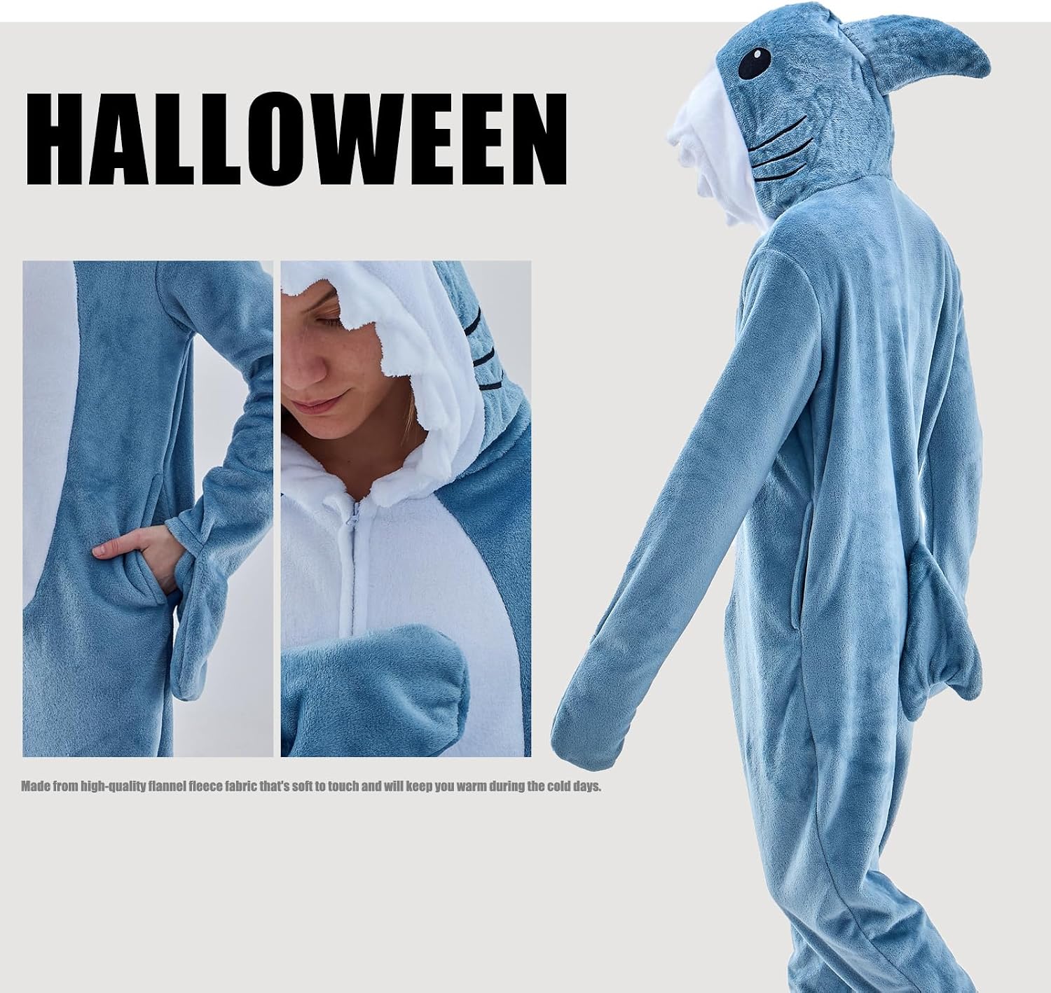 Detalle 1 de JUOLOET Adult Animal Onesie Pajamas with Hood, Zipper and Pockets