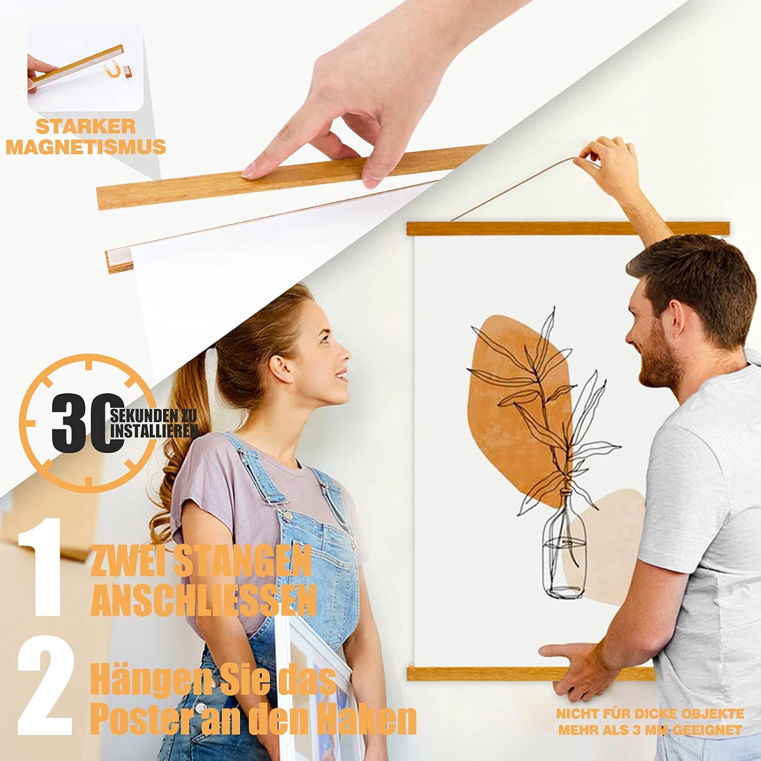 Detalle 2 de Posterleiste 21 cm Teak A4 Magnet