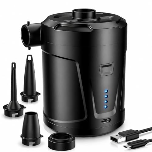 Detalle de Pompe à air électrique SUPPOU – Batterie rechargeable 5200 mAh, 3 buses, gonflage rapide pour piscine et matelas