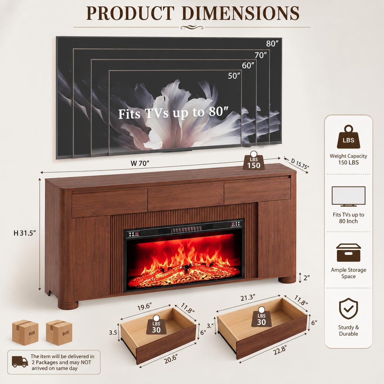 Thumbnail 1 de Fireplace TV Stand with 42-Inch Insert