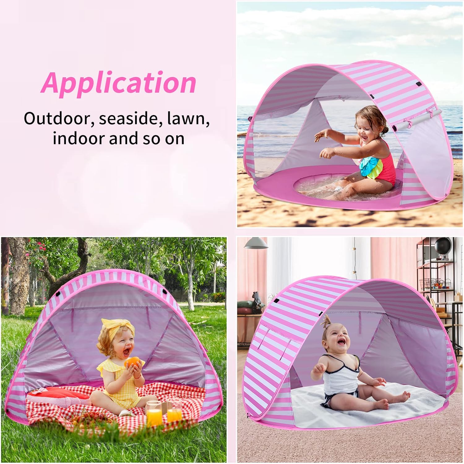 Thumbnail 4 de Pop up Beach Tent with UV Protection for Babies (Pink)