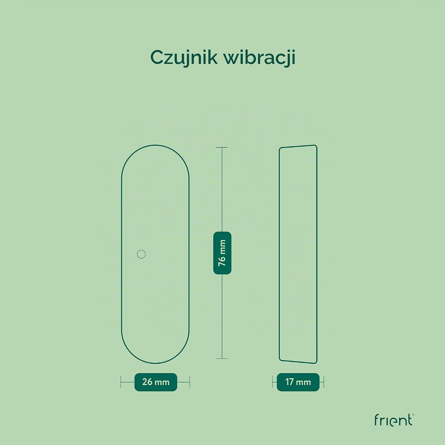 Detalle de frient WISZB-137 – czujnik wibracji Zigbee z regulacją czułości i pomiarem temperatury