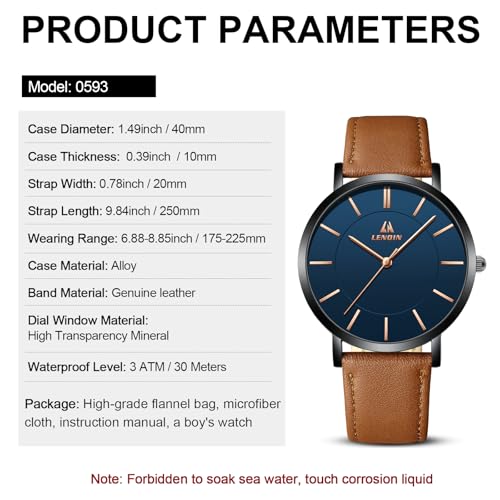 Thumbnail 7 de LN LENQIN Montres Hommes – Montre analogique à quartz étanche 43 mm