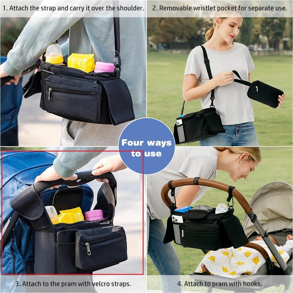 Thumbnail 3 de Tyuodna Baby Pram Bag Stroller Organizer – Universal, 2 Insulated Cup Holders, Large Capacity