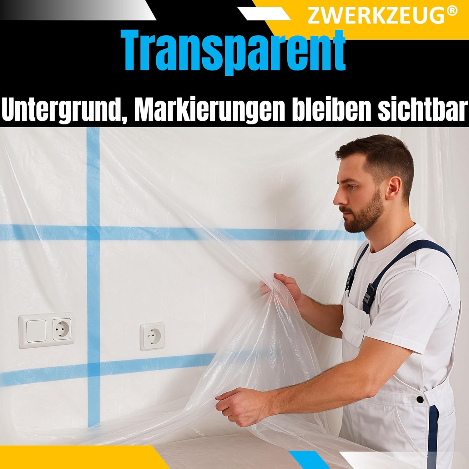 Thumbnail 5 de 10x ZWERKZEUG 10er-Set Maler-Abdeckfolie transparent (4 x 5 m) – Staub- und Nässeschutz für Renovierung & Umzug