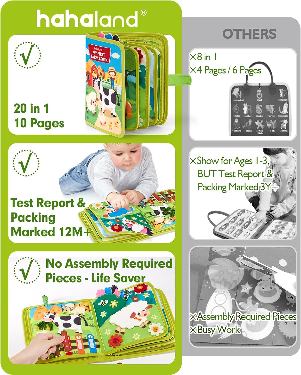 Thumbnail 1 de hahaland Toddler Busy Book Board Montessori activity toy for 1 year old 🎲