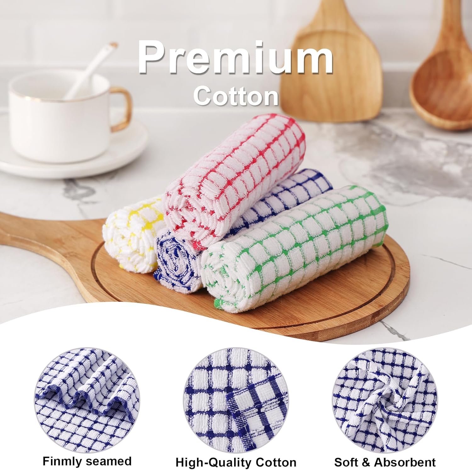 Detalle 2 de Kitinjoy Cotton Dish Cloths 8 Pack 12x12 🧽
