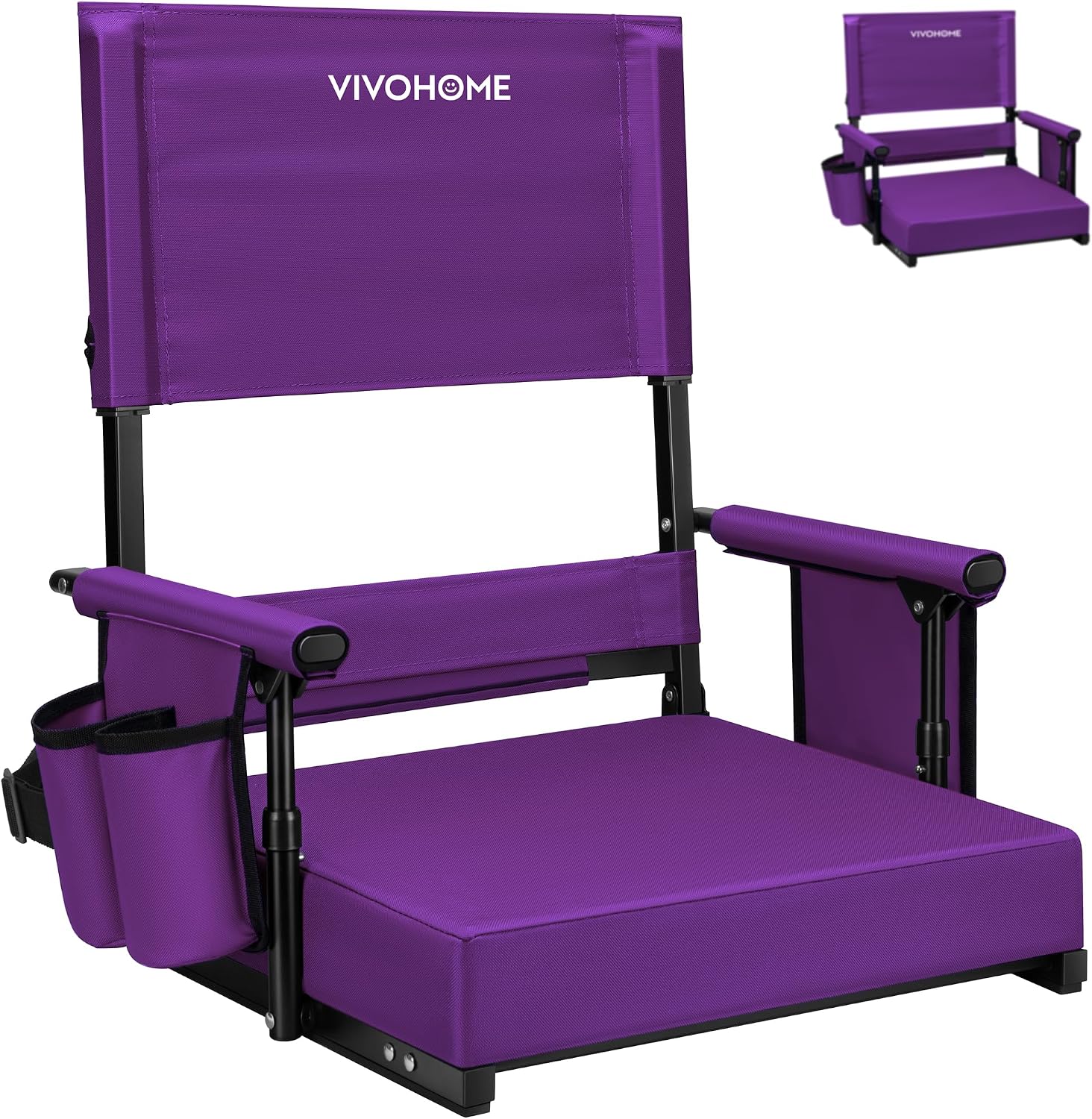 Detalle de VIVOHOME VH1727-PU Adjustable Stadium Seat, High Back, Cushion and Cup Holders