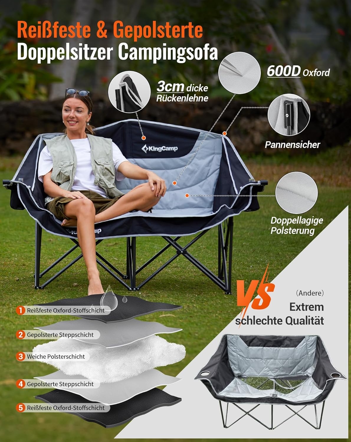 Thumbnail 4 de KingCamp Camping-Couch 300 kg