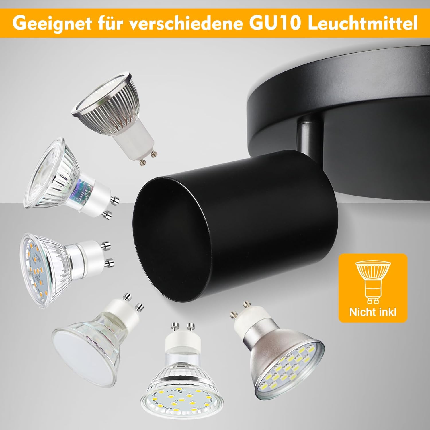 Thumbnail 3 de Smanu Deckenstrahler 3-flammig schwenkbar (GU10) in Schwarz, dreh- und neigbar – ohne Leuchtmittel