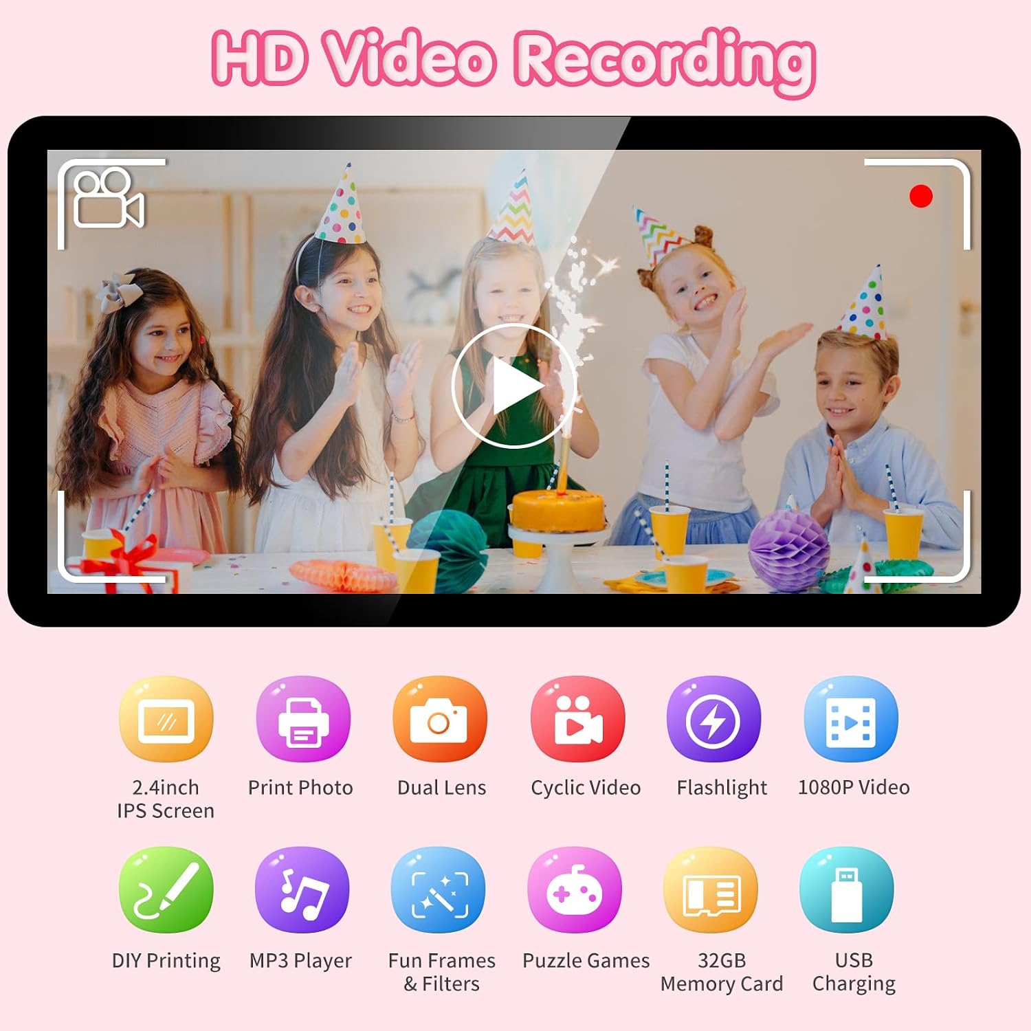 Detalle 2 de Kids Instant Print Selfie Camera 1080P, 32GB