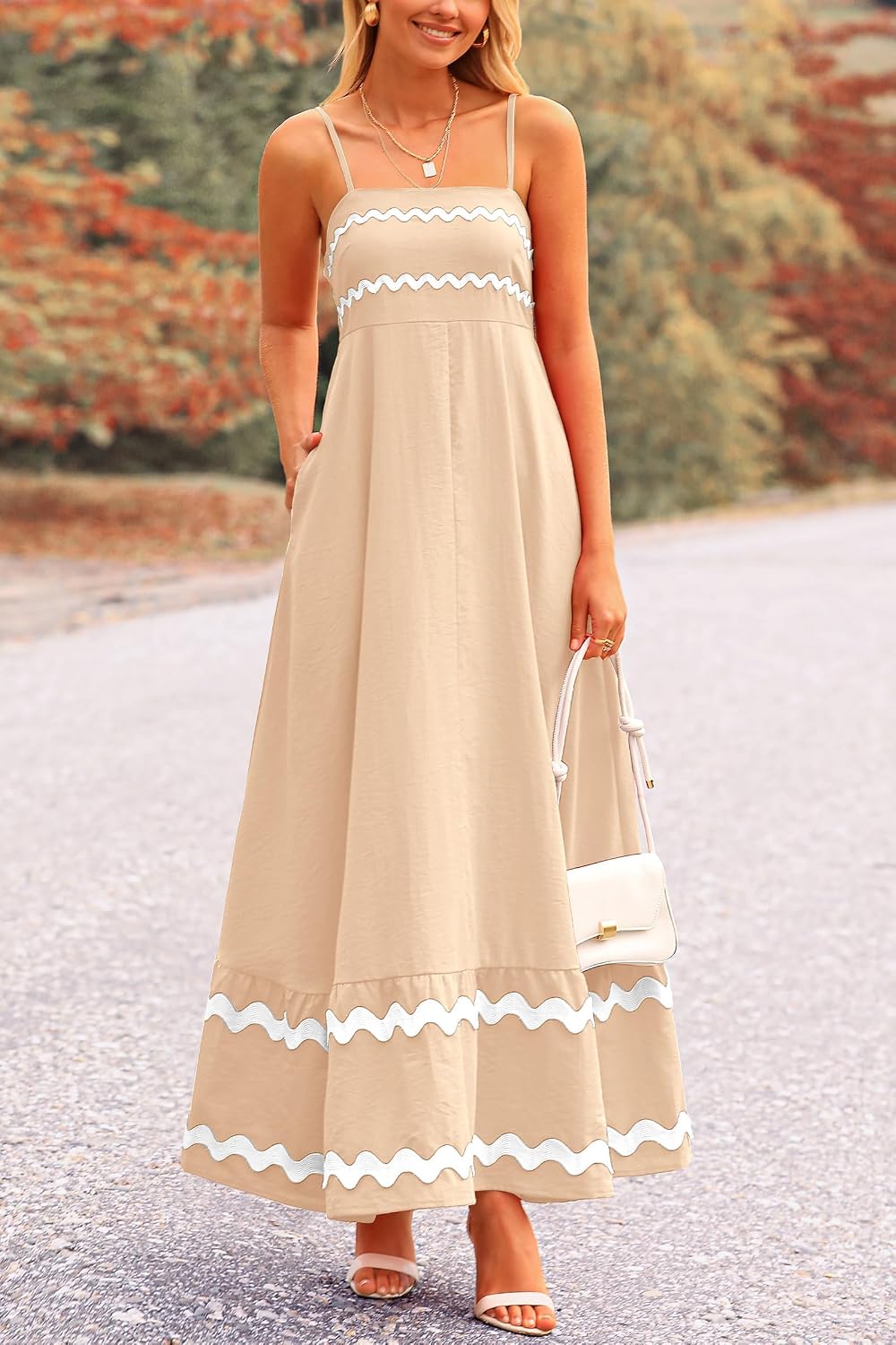 Detalle de PRETTYGARDEN Women's 2026 Summer Flowy Maxi Dress