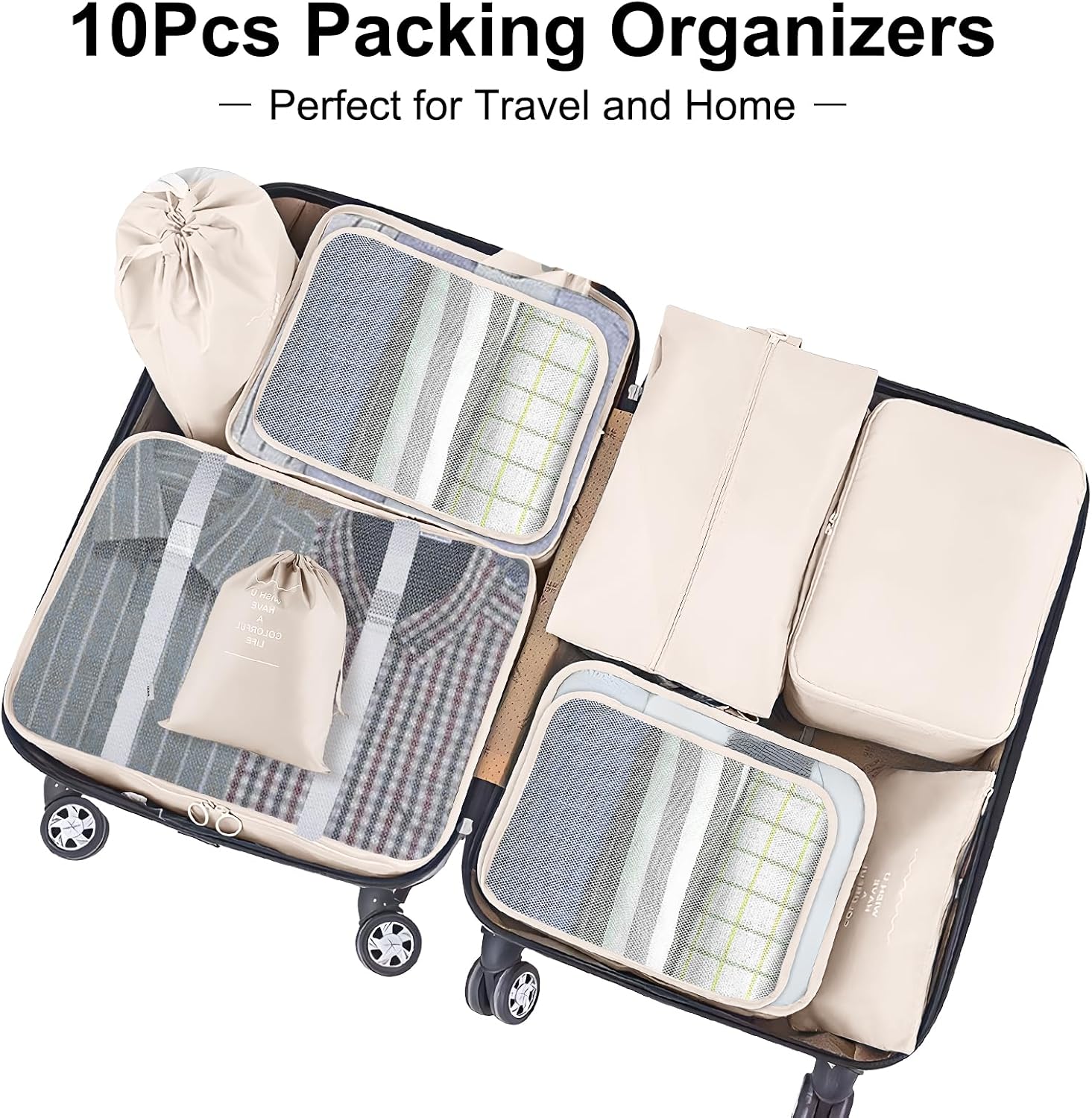 Detalle 2 de Koffer Organizer Set, 10 Stück Packing Cubes for Suitcase Travel Accessories Kofferorganizer Set Kleidertaschen Packwürfel Kosmetik Travel Organizer Packtaschen für Koffer (Beige)
Koffer Organizer Set, 10 Stück Packing Cubes for S…