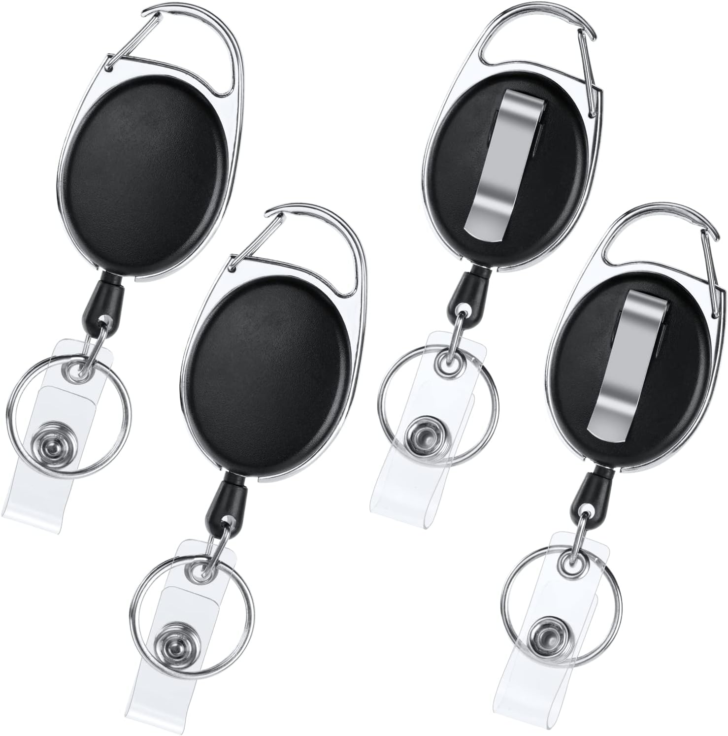 Detalle de Vicloon 4Pcs intrekbare sleutel- en badgehouder, set van 4, zwart