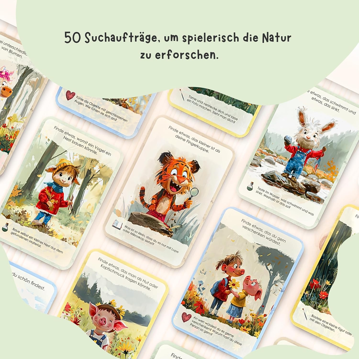 Detalle 2 de 50 Entdeckerkarten für Kinder – Schatzsuche Spielkarten 🃏