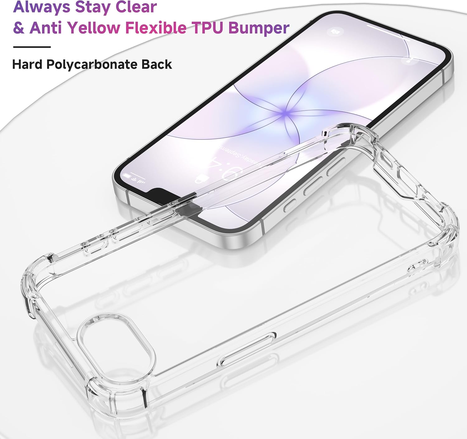 Detalle de ORETECH 3 in 1 Cover per iPhone 17e/16e (6,1") con 2 Vetro Temperato, protezione antiurto in PC rigido e bumper trasparente