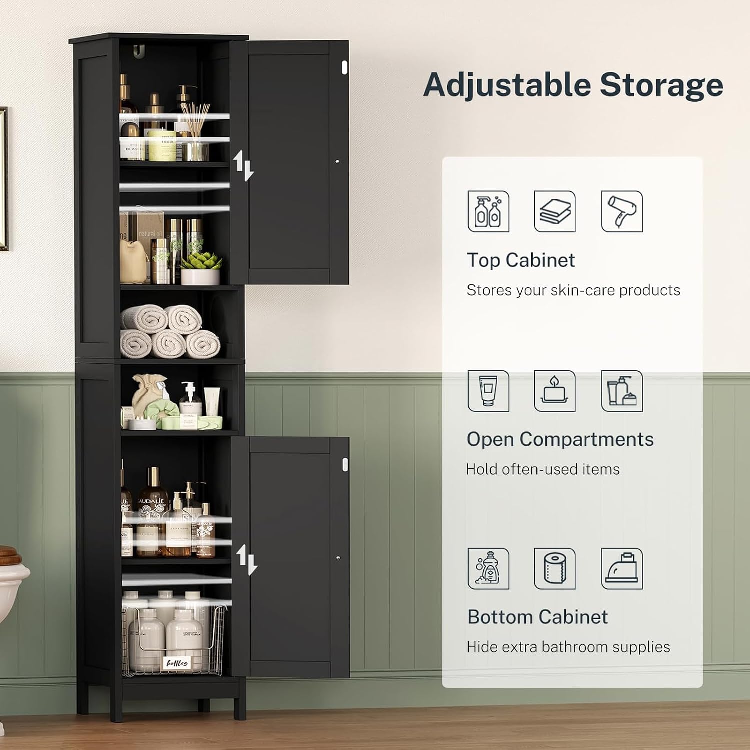 Detalle 2 de TEENFON Bathroom Storage Cabinet, 67-inch