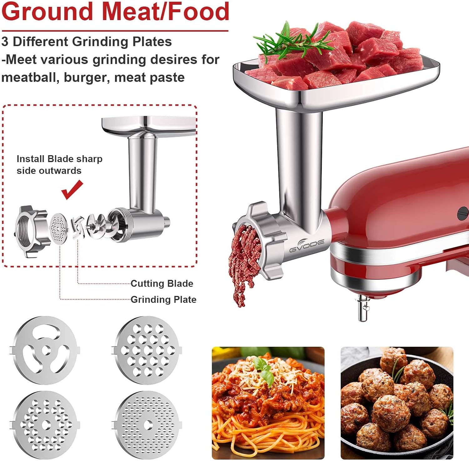 Detalle de GVODE Meat Grinder Attachment, Metal