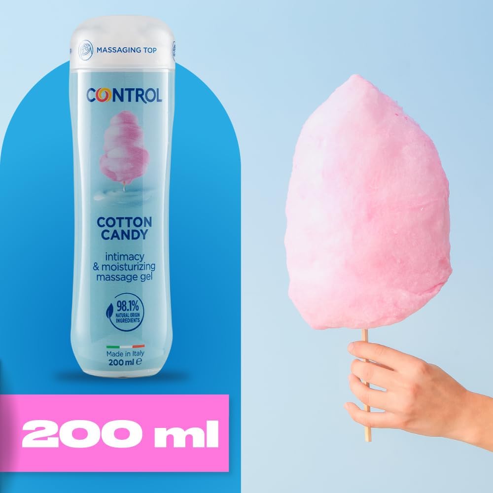 Detalle de CONTROL Cotton Candy Gel Massaggio 3 in 1 All'aroma di Zucchero Filato – 200 ml, Made in Italy