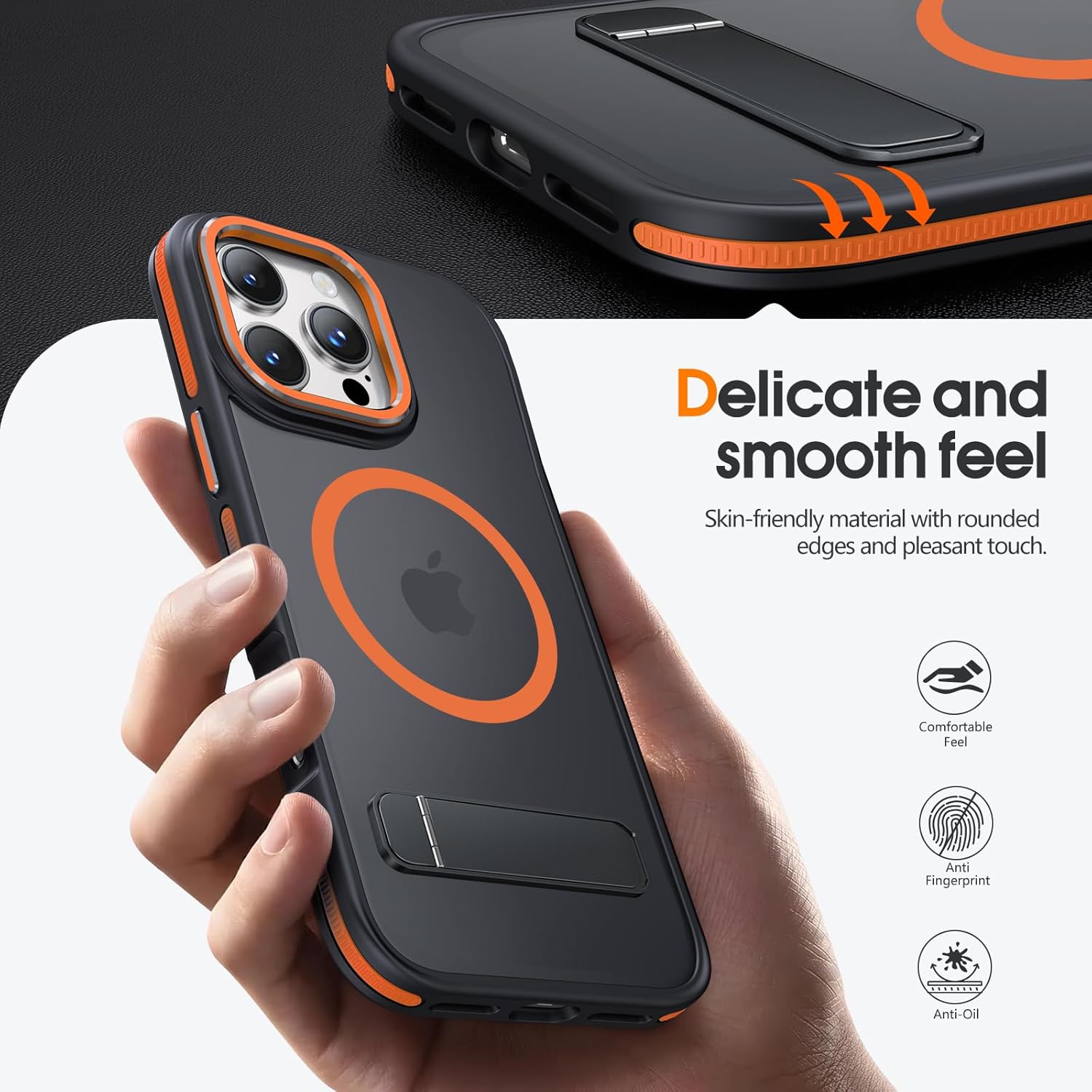 Thumbnail 3 de Misscase Case for iPhone 16 Pro Max with Stand — MagSafe Compatible, Military-Grade Protection in Orange