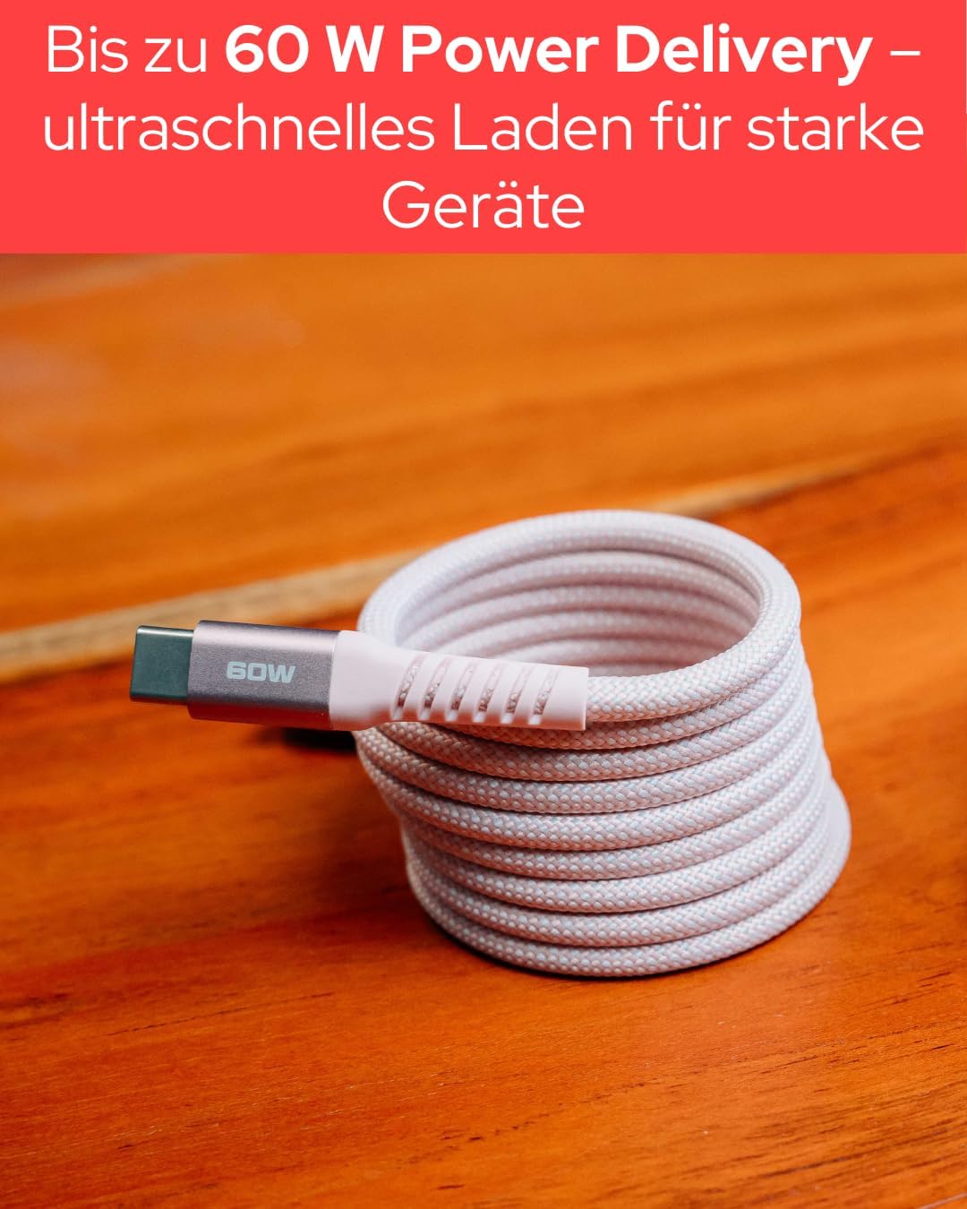 Thumbnail 3 de Verbatim Sync & Charge 60W magnetisches USB‑C Ladekabel (120 cm) – rosa