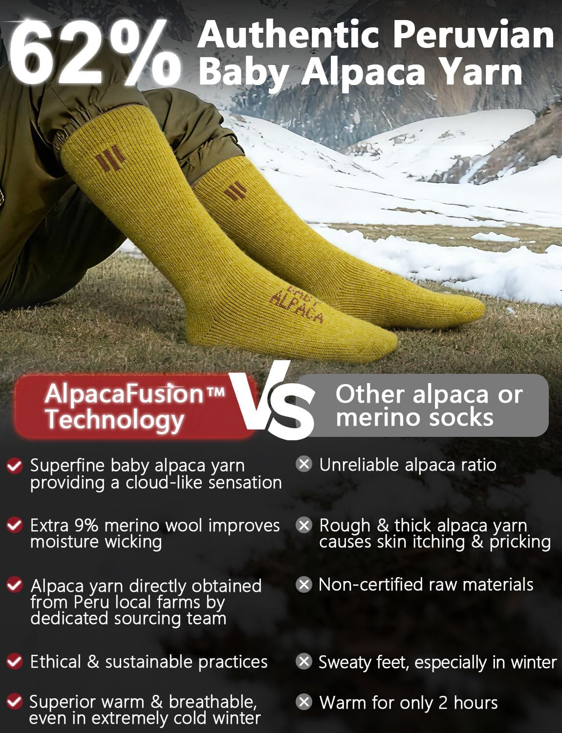 Detalle de Juclise Baby Alpaca Boot Socks, Heavyweight Thermal Cushioning for Winter