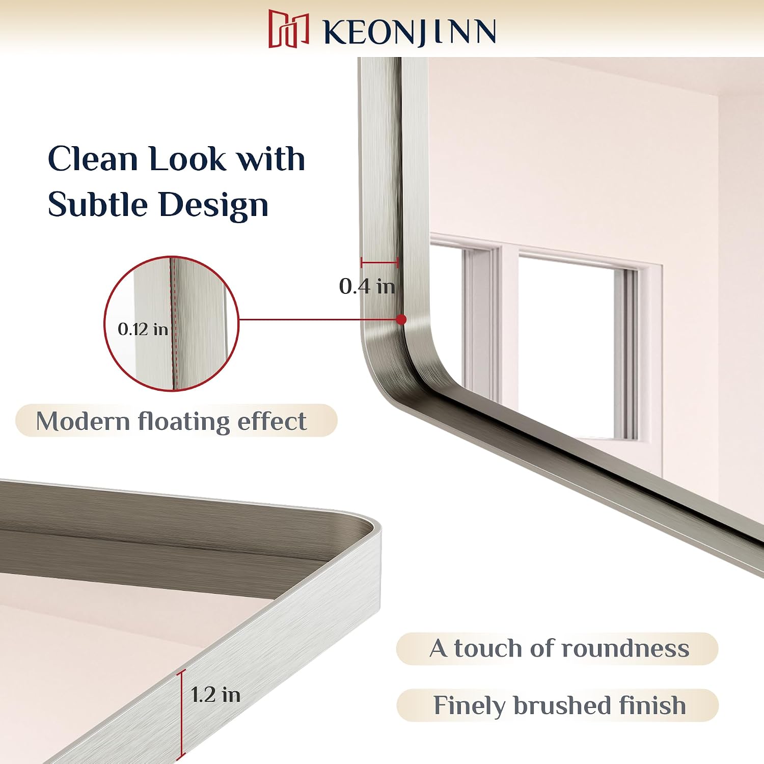 Detalle 1 de Keonjinn 24 x 30 Brushed Nickel Vanity Mirror