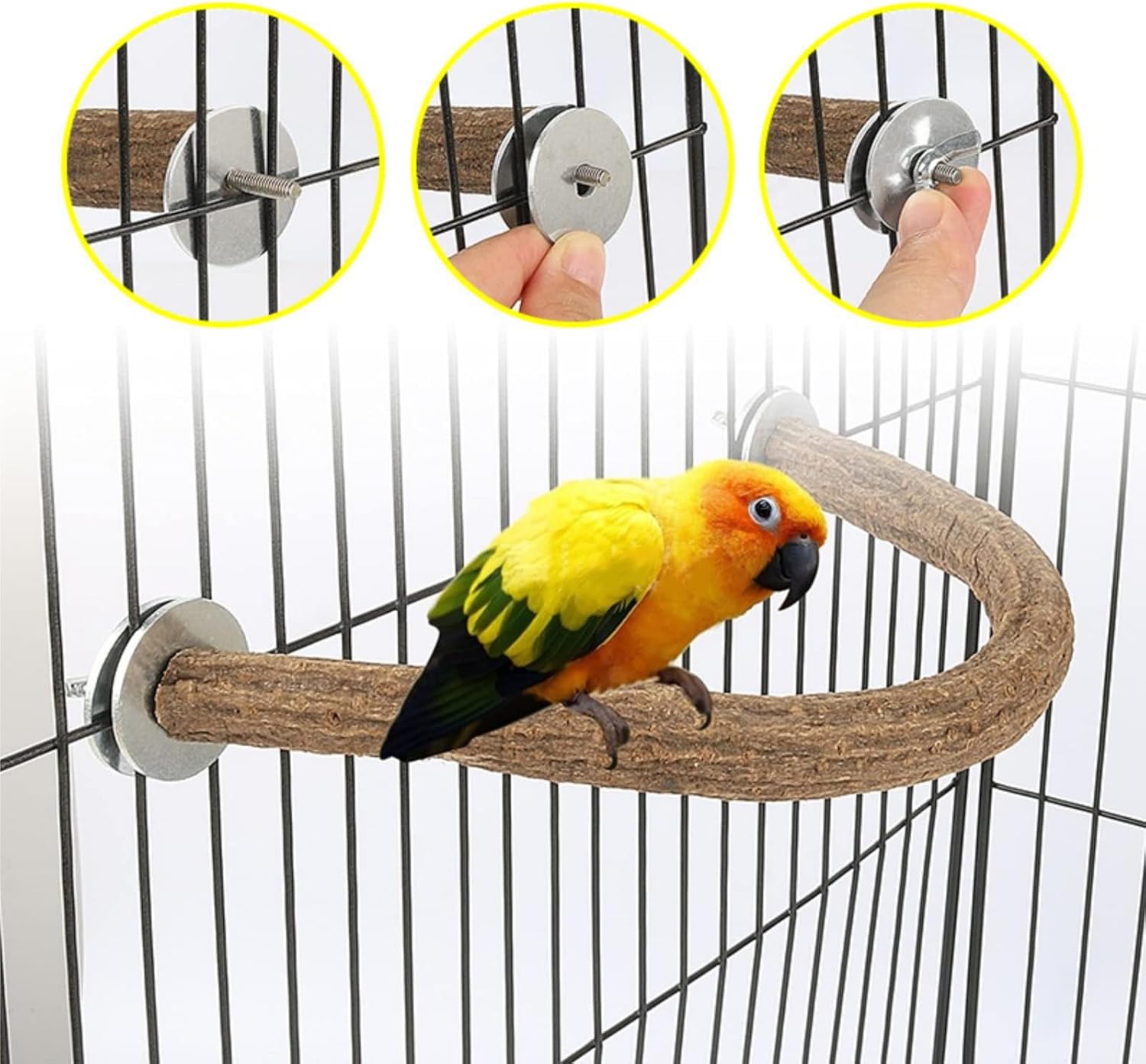 Detalle de Vogelständer 3 Stück Naturholz Sitzstangen Set für Vögel 🐦