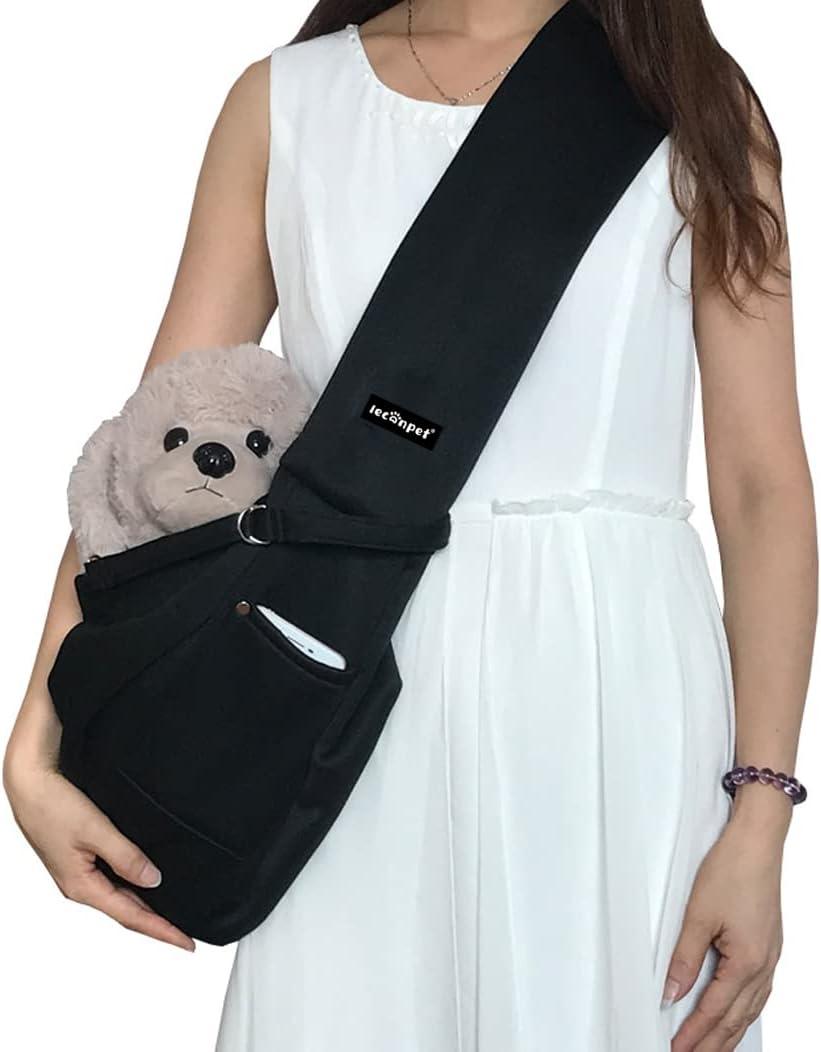 Thumbnail 3 de Leconpet Dog Sling Carrier Shoulder Bag (Black) with Phone Pocket and Safety Lock