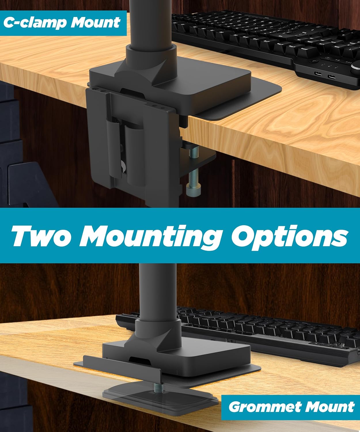 Thumbnail 6 de ULTRARM MAAC-P piastra di rinforzo in acciaio per supporto monitor (nera) con morsetto e foro passante