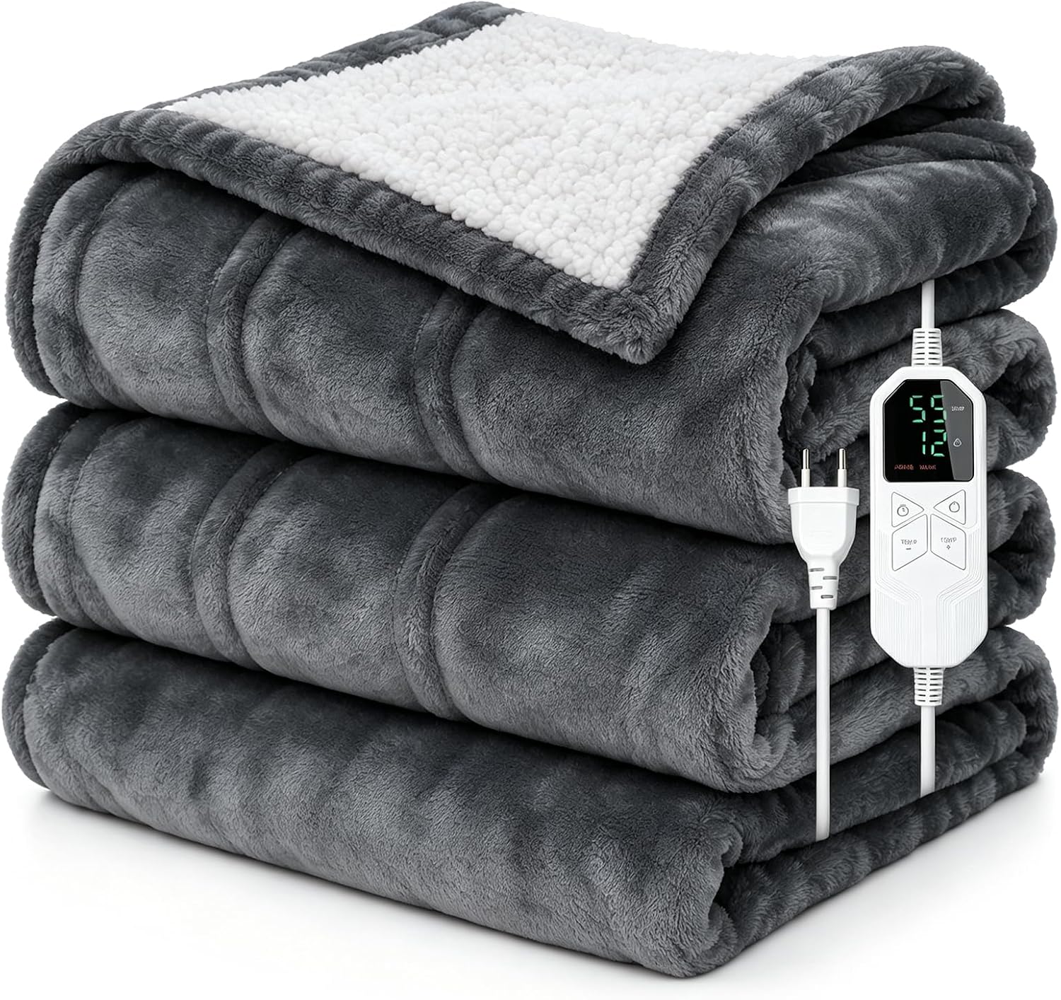 Detalle de LOFTBIXA HN-CK130 180 – koc elektryczny 130 × 180 cm, flanela i Sherpa