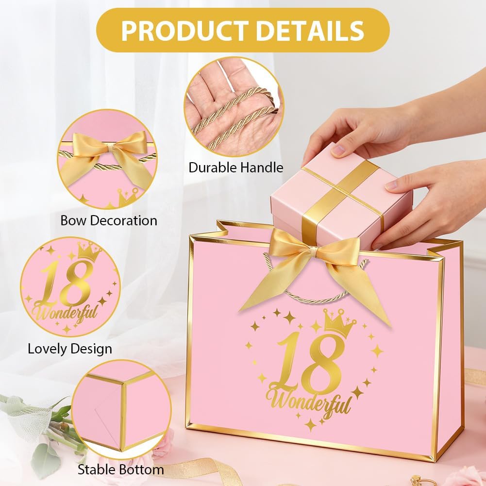 Detalle de OFFCUP 18th Birthday Gift Bag, Rose Gold, 28 x 20 x 10 cm