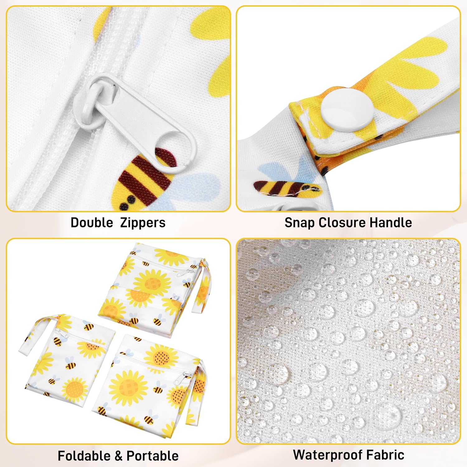 Detalle de Zocipro 3-Stück Wetbag Set: Wiederverwendbare Stoffwindeltaschen für unterwegs