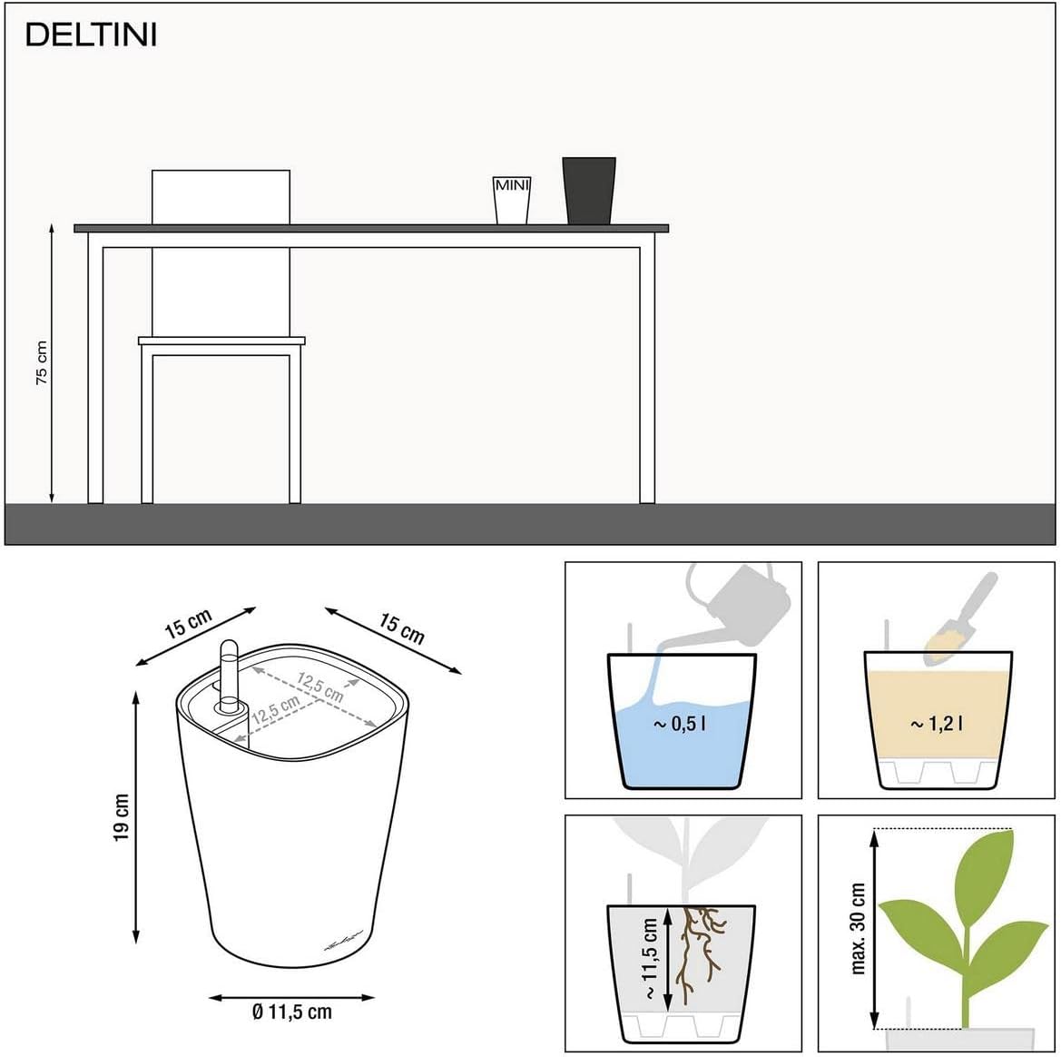 Thumbnail 6 de Lechuza Deltini antracite metallizzato 15x19x11,5 cm